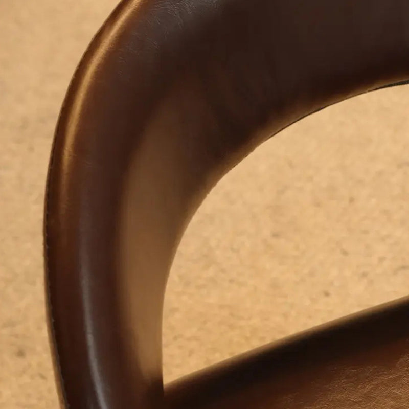 Contemporary Retro Square Oil Wax Leather Solid Wood Plywood Accent Chair Backrest Armless For Living Room