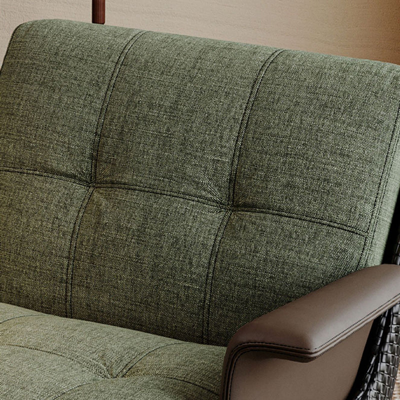 Modern Minimalist Square Rectangular Cotton-linen Faux Leather Solid Wood Plywood Carbon Steel Accent Chair Backrest Armrest For Living Room