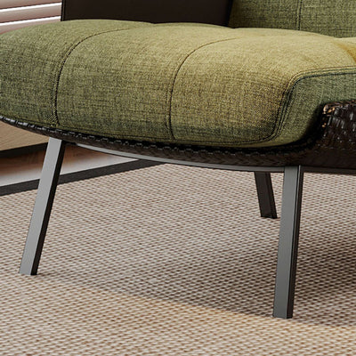 Modern Minimalist Square Rectangular Cotton-linen Faux Leather Solid Wood Plywood Carbon Steel Accent Chair Backrest Armrest For Living Room