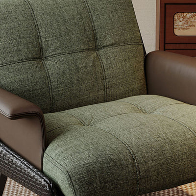 Modern Minimalist Square Rectangular Cotton-linen Faux Leather Solid Wood Plywood Carbon Steel Accent Chair Backrest Armrest For Living Room