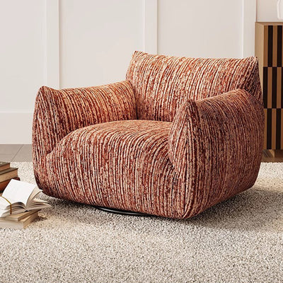 Contemporary Nordic Square Rectangular Chenille Solid Wood 360°Swivel Accent Chair Backrest Armrest For Living Room