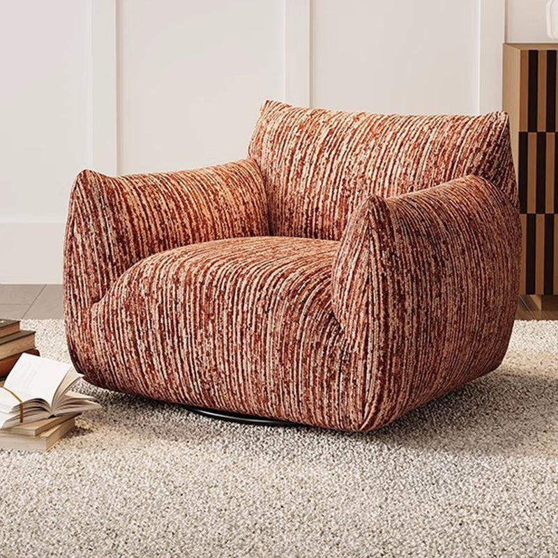 Contemporary Nordic Square Rectangular Chenille Solid Wood 360°Swivel Accent Chair Backrest Armrest For Living Room