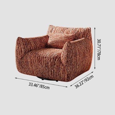 Contemporary Nordic Square Rectangular Chenille Solid Wood 360°Swivel Accent Chair Backrest Armrest For Living Room