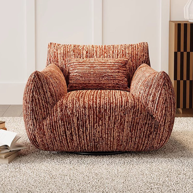 Contemporary Nordic Square Rectangular Chenille Solid Wood 360°Swivel Accent Chair Backrest Armrest For Living Room