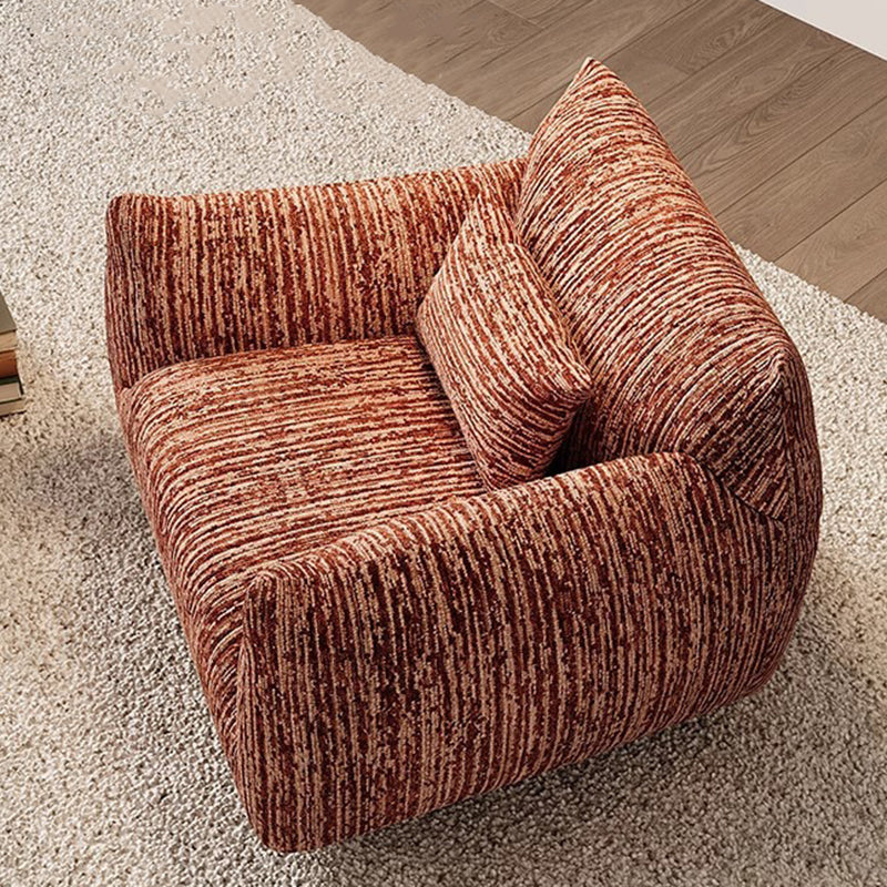 Contemporary Nordic Square Rectangular Chenille Solid Wood 360°Swivel Accent Chair Backrest Armrest For Living Room