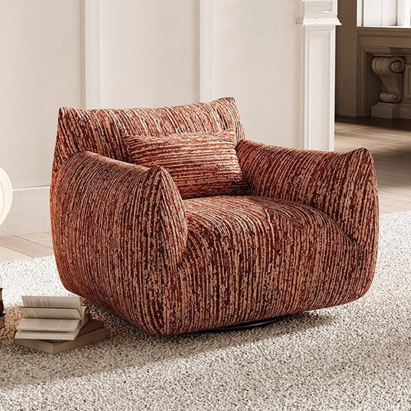 Contemporary Nordic Square Rectangular Chenille Solid Wood 360°Swivel Accent Chair Backrest Armrest For Living Room