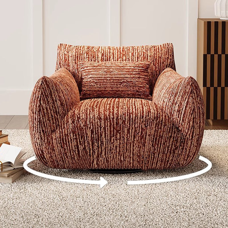 Contemporary Nordic Square Rectangular Chenille Solid Wood 360°Swivel Accent Chair Backrest Armrest For Living Room