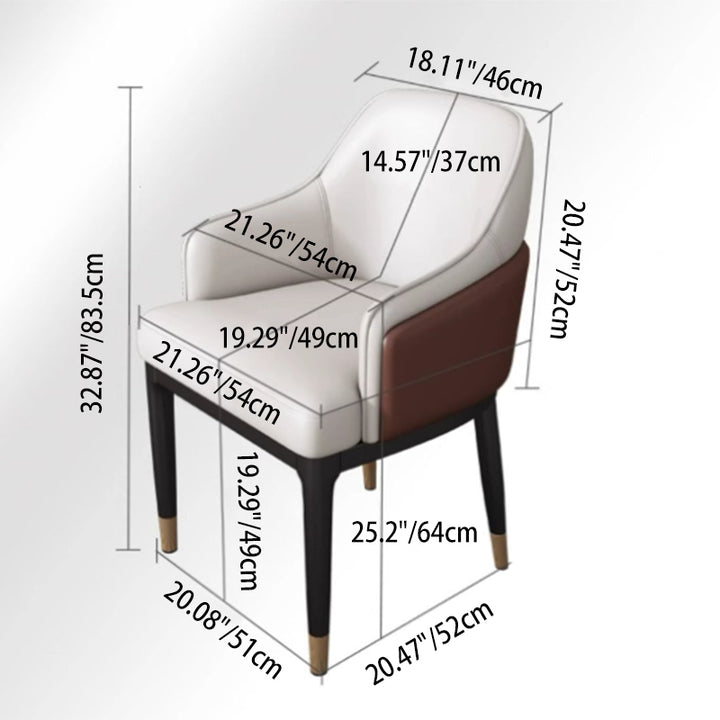 Chaise de salle à manger moderne minimaliste carrée rectangulaire en cuir à gratter pour chat, bois de hêtre et acier au carbone, avec dossier et accoudoirs, pour salle à manger et cuisine 