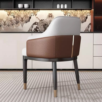 Modern Minimalist Square Rectangular Cat Scratch Leather Beech Wood Carbon Steel Dining Chair Backrest Armrest For Dining Room & Kitchen