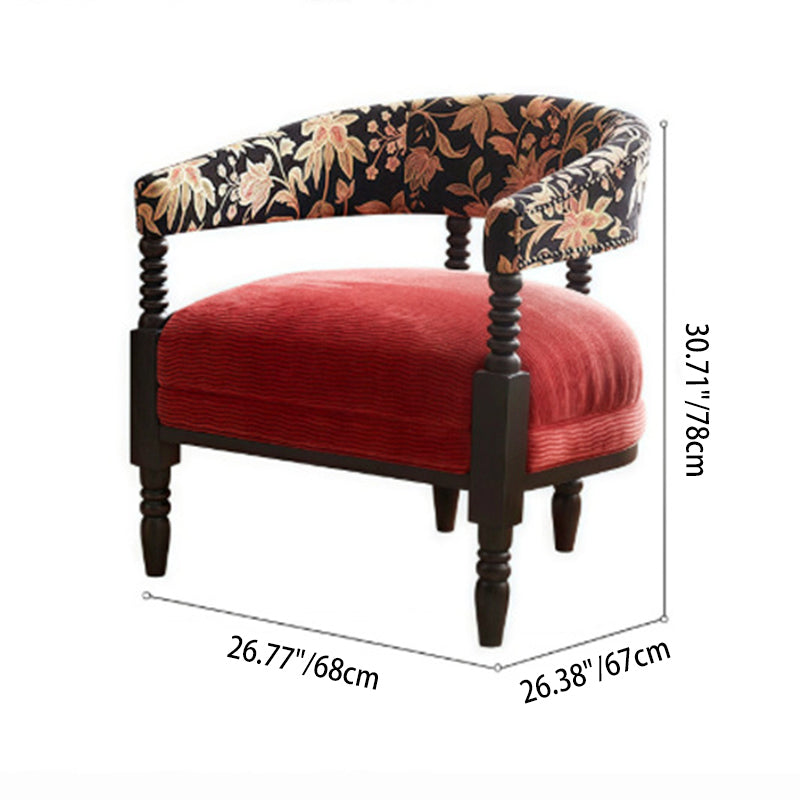 Contemporary Retro Square Rectangular Ash Wood Ramie Fabric Accent Chair Backrest Armless For Living Room