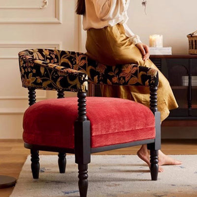 Contemporary Retro Square Rectangular Ash Wood Ramie Fabric Accent Chair Backrest Armless For Living Room