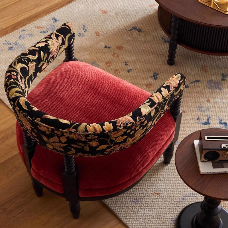 Silla de acento contemporánea retro cuadrada rectangular de madera de fresno y tela de ramio sin respaldo para sala de estar 