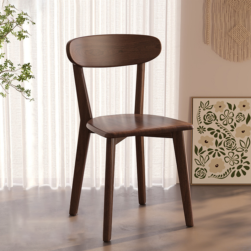 Traditional Chinese Square Rectangular Rubberwood Dining Chair Backrest Armless For Dining Room & Kitchen