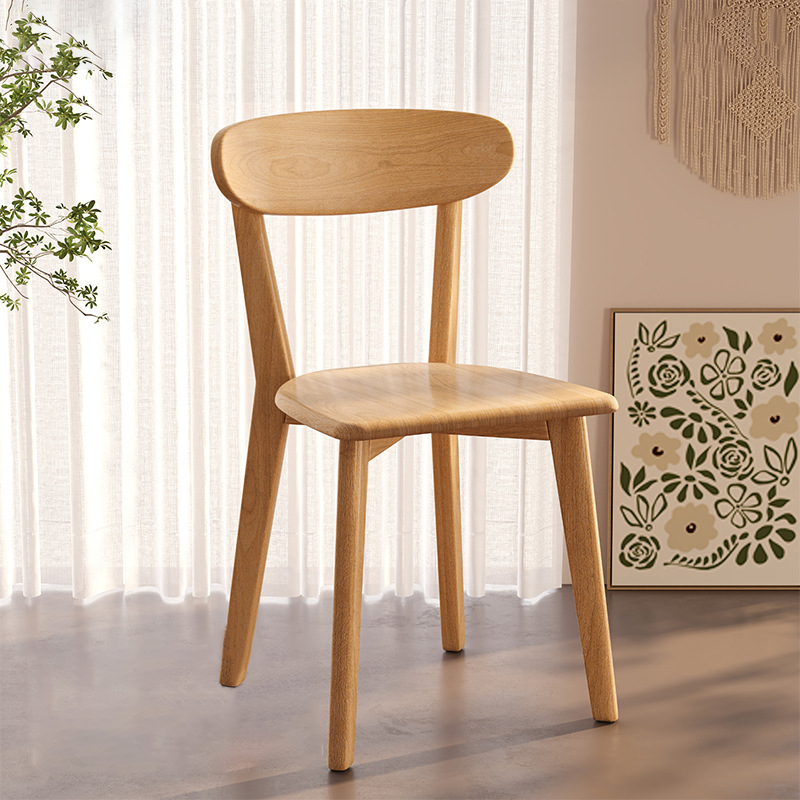 Traditional Chinese Square Rectangular Rubberwood Dining Chair Backrest Armless For Dining Room & Kitchen