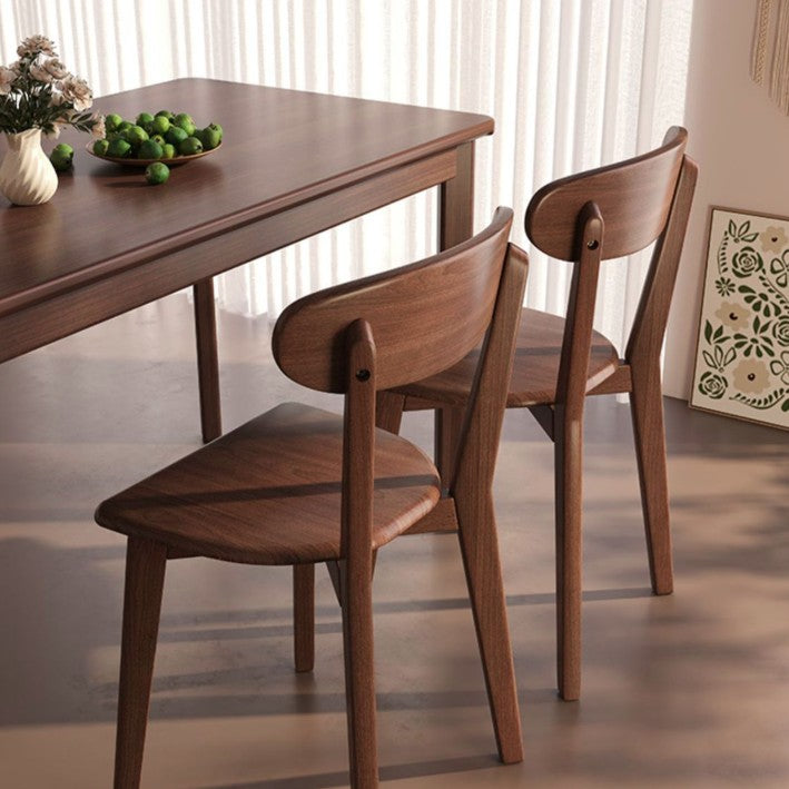 Traditional Chinese Square Rectangular Rubberwood Dining Chair Backrest Armless For Dining Room &amp; Kitchen
