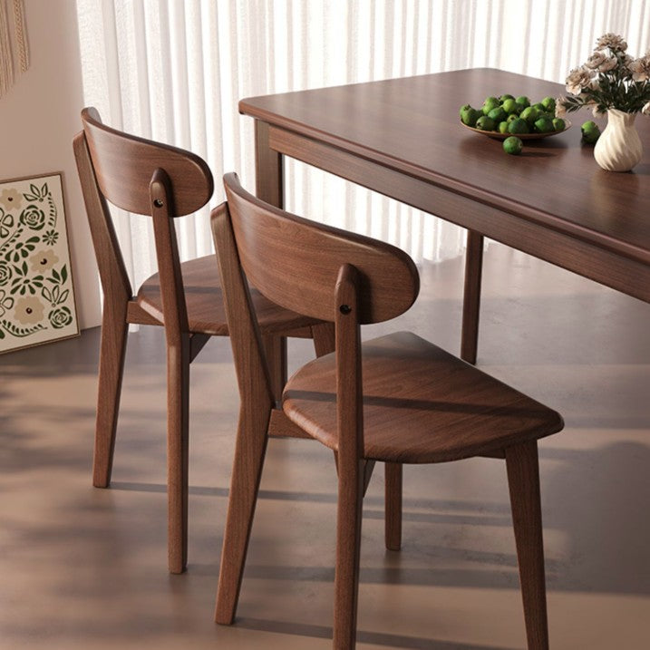 Traditional Chinese Square Rectangular Rubberwood Dining Chair Backrest Armless For Dining Room &amp; Kitchen