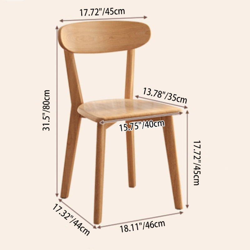 Traditional Chinese Square Rectangular Rubberwood Dining Chair Backrest Armless For Dining Room & Kitchen