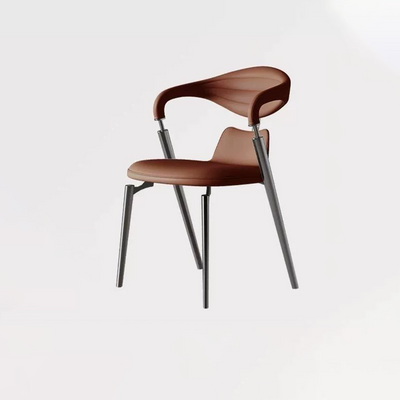 Contemporary Nordic Square Rectangular Microfiber Leather Iron Dining Chair Backrest Armrest For Dining Room & Kitchen