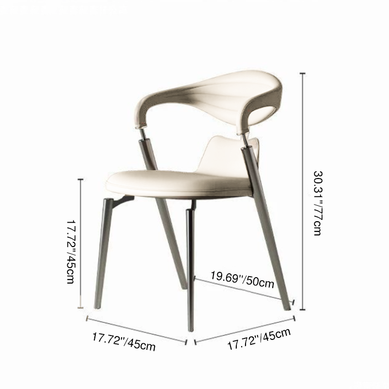 Contemporary Nordic Square Rectangular Microfiber Leather Iron Dining Chair Backrest Armrest For Dining Room & Kitchen
