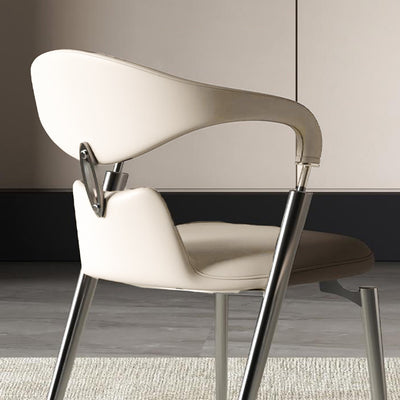 Contemporary Nordic Square Rectangular Microfiber Leather Iron Dining Chair Backrest Armrest For Dining Room & Kitchen