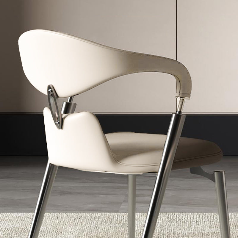 Contemporary Nordic Square Rectangular Microfiber Leather Iron Dining Chair Backrest Armrest For Dining Room & Kitchen