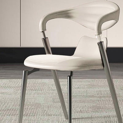 Contemporary Nordic Square Rectangular Microfiber Leather Iron Dining Chair Backrest Armrest For Dining Room & Kitchen