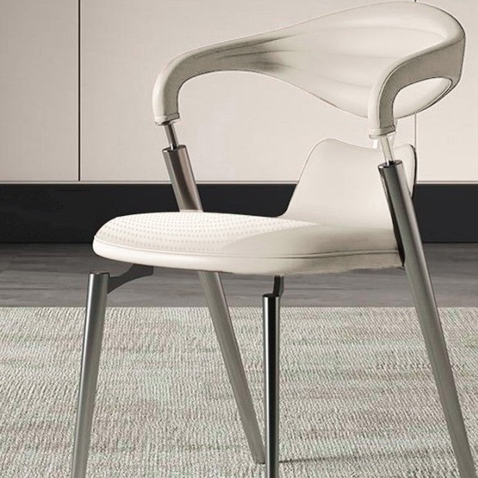 Contemporary Nordic Square Rectangular Microfiber Leather Iron Dining Chair Backrest Armrest For Dining Room & Kitchen