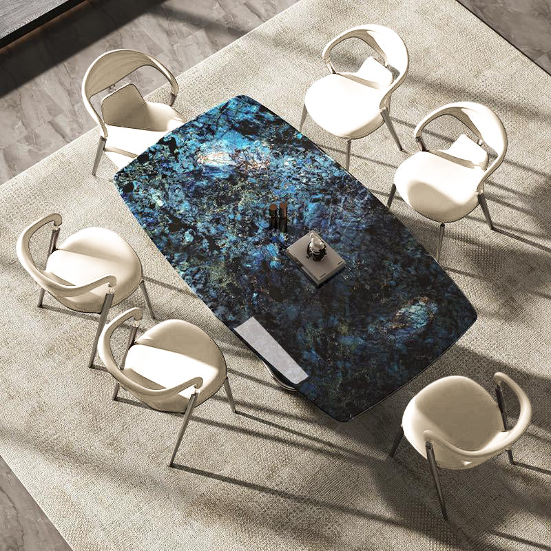 Contemporary Nordic Square Rectangular Microfiber Leather Iron Dining Chair Backrest Armrest For Dining Room & Kitchen