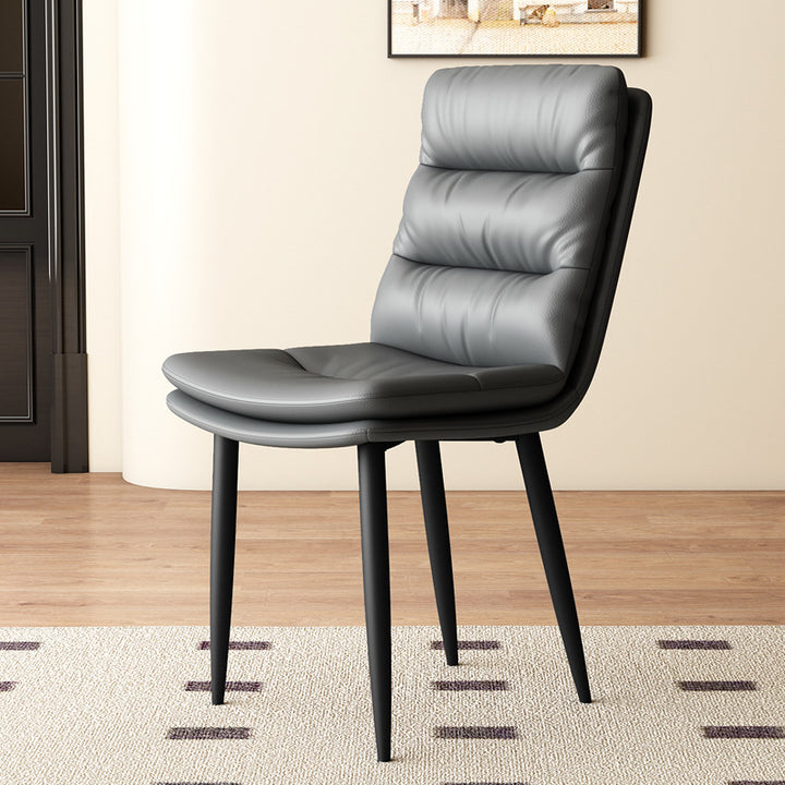Moderner minimalistischer quadratischer Nappaleder-Eisen-Esszimmerstuhl Rückenlehne ohne Armlehnen für Esszimmer &amp; Küche 