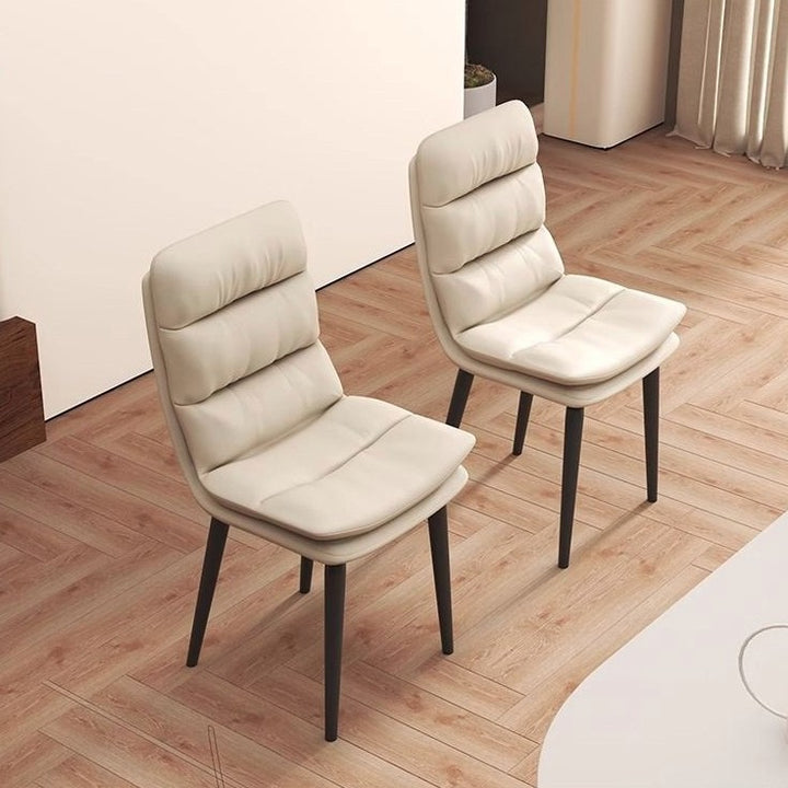 Moderner minimalistischer quadratischer Nappaleder-Eisen-Esszimmerstuhl Rückenlehne ohne Armlehnen für Esszimmer &amp; Küche 