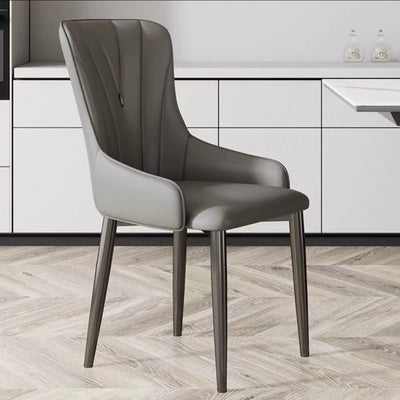 Contemporary Nordic Square Cat Scratch Leather Carbon Steel Iron Dining Chair Backrest Armrest For Dining Room & Kitchen