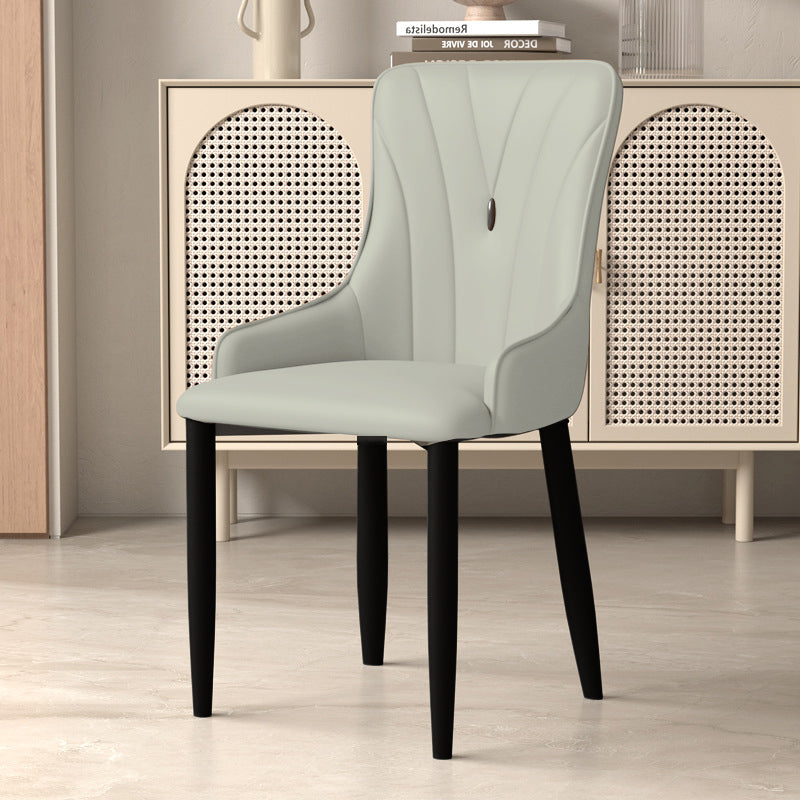 Contemporary Nordic Square Cat Scratch Leather Carbon Steel Iron Dining Chair Backrest Armrest For Dining Room & Kitchen