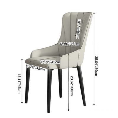 Contemporary Nordic Square Cat Scratch Leather Carbon Steel Iron Dining Chair Backrest Armrest For Dining Room & Kitchen