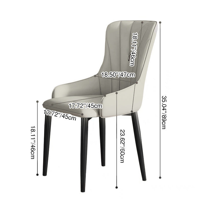 Contemporary Nordic Square Cat Scratch Leather Carbon Steel Iron Dining Chair Backrest Armrest For Dining Room & Kitchen