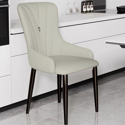 Contemporary Nordic Square Cat Scratch Leather Carbon Steel Iron Dining Chair Backrest Armrest For Dining Room & Kitchen