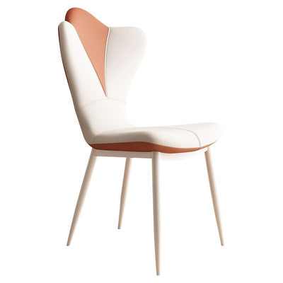 Modern Minimalist Square Rectangular Nappa Leather Carbon Steel Dining Chair Backrest Armless For Dining Room & Kitchen