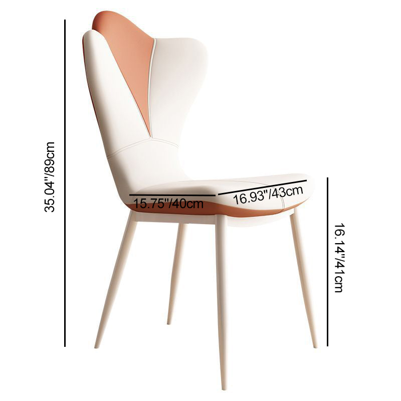 Modern Minimalist Square Rectangular Nappa Leather Carbon Steel Dining Chair Backrest Armless For Dining Room & Kitchen