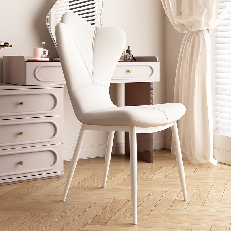 Modern Minimalist Square Rectangular Nappa Leather Carbon Steel Dining Chair Backrest Armless For Dining Room & Kitchen