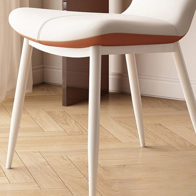 Modern Minimalist Square Rectangular Nappa Leather Carbon Steel Dining Chair Backrest Armless For Dining Room & Kitchen