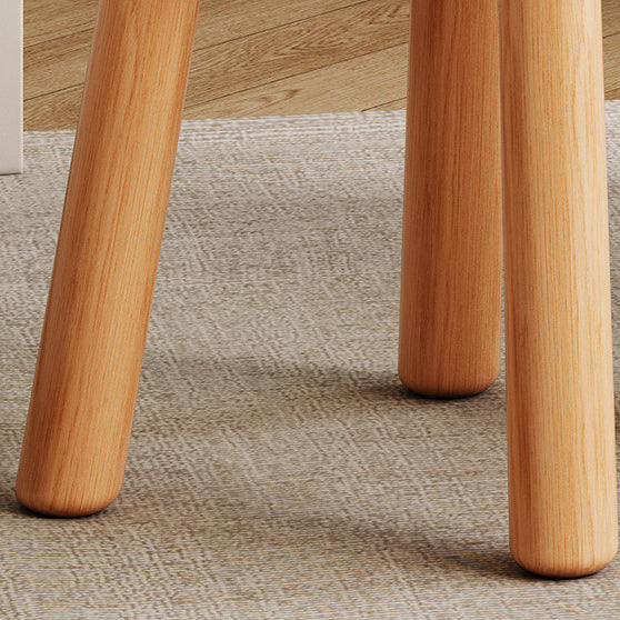Tabouret bas de salon moderne minimaliste en tissu technique polaire façon mouton en forme de fleur, bois de hêtre, bois massif, contreplaqué 