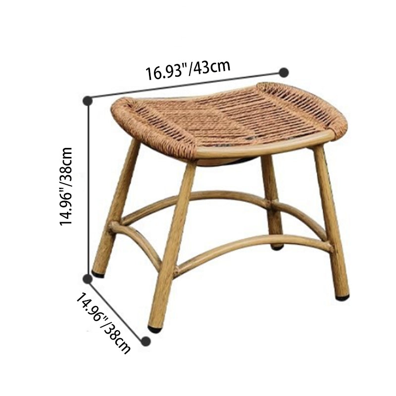 Chaise à bascule moderne minimaliste en rotin PE, fer et tissage coton-lin, dossier en ellipse, sans accoudoirs, pour salon 