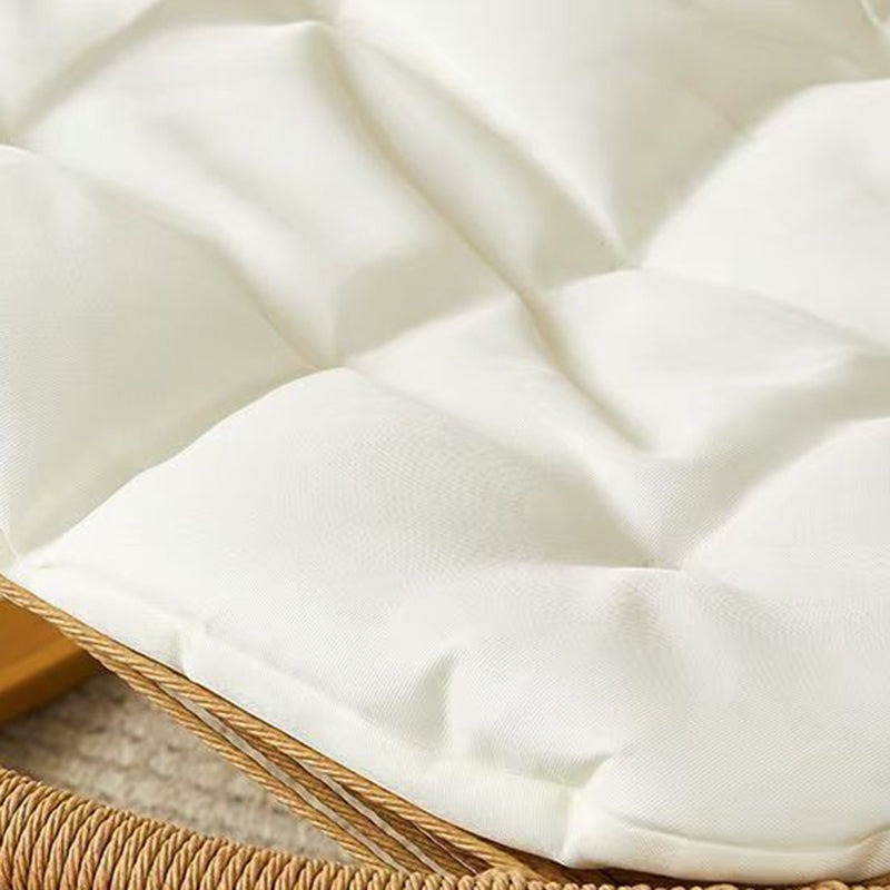 Chaise à bascule moderne minimaliste en rotin PE, fer et tissage coton-lin, dossier en ellipse, sans accoudoirs, pour salon 