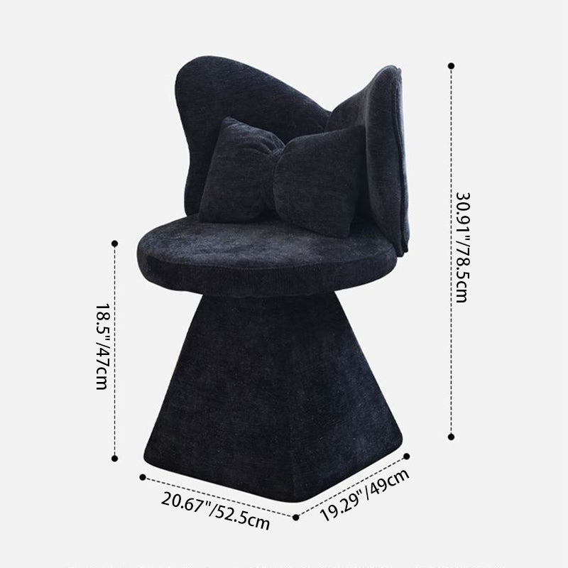 Modern Minimalist Round Star Fabric Solid Wood 360°Swivel Bow Tie Vanity Stool Backrest Armless For Bedroom