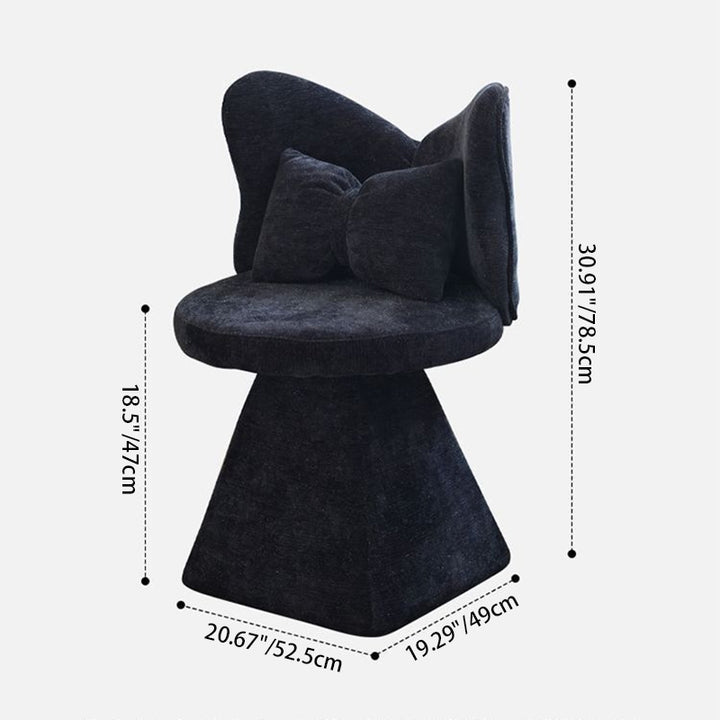 Modern Minimalist Round Star Fabric Solid Wood 360°Swivel Bow Tie Vanity Stool Backrest Armless For Bedroom