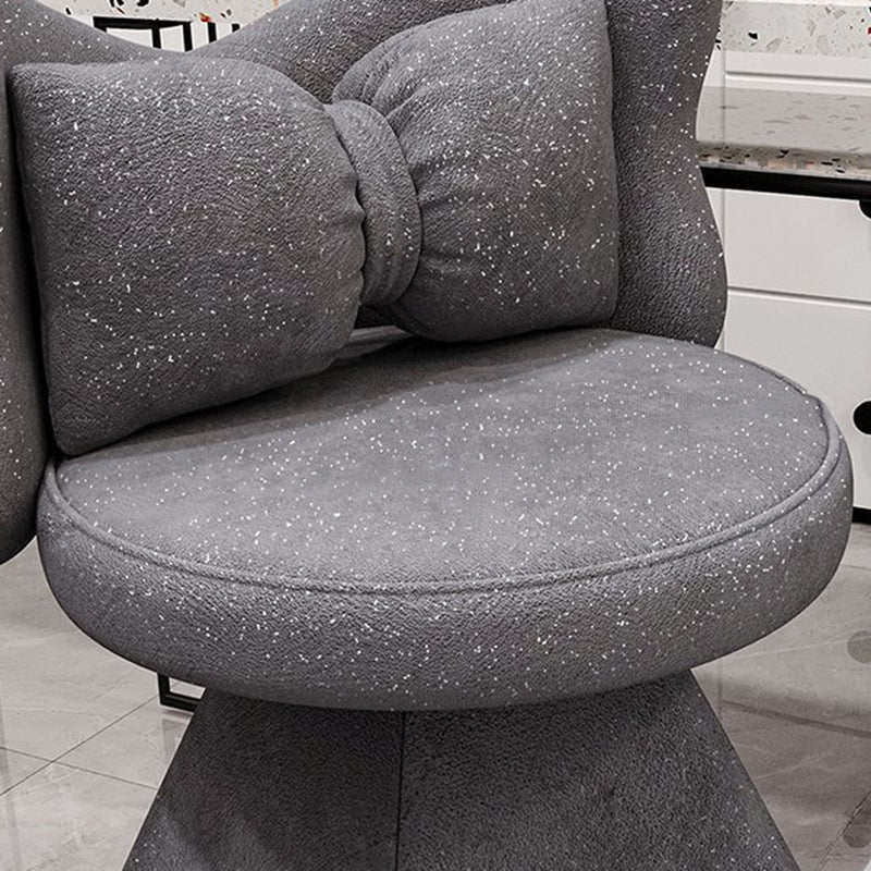 Modern Minimalist Round Star Fabric Solid Wood 360°Swivel Bow Tie Vanity Stool Backrest Armless For Bedroom