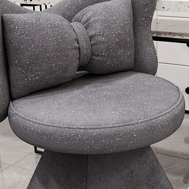 Modern Minimalist Round Star Fabric Solid Wood 360°Swivel Bow Tie Vanity Stool Backrest Armless For Bedroom