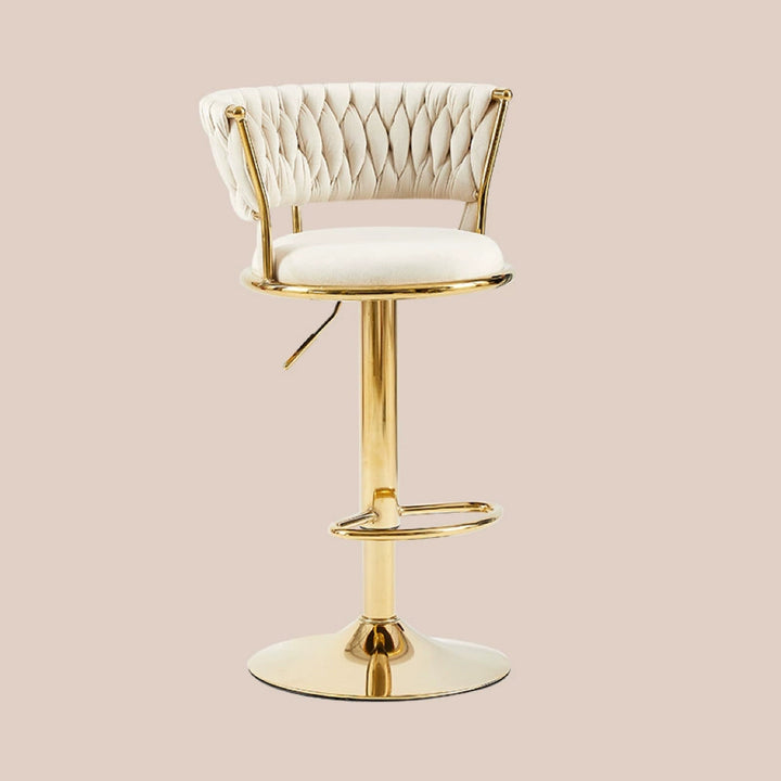 Tabouret de bar contemporain nordique rond en velours et fer, pivotant, réglable en hauteur, sans dossier ni accoudoirs, pour salle à manger et cuisine 