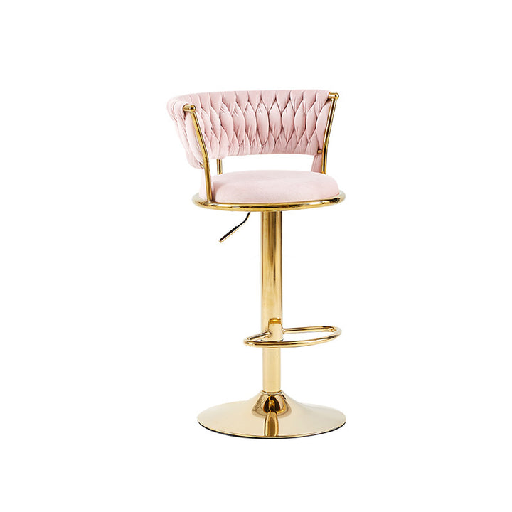 Tabouret de bar contemporain nordique rond en velours et fer, pivotant, réglable en hauteur, sans dossier ni accoudoirs, pour salle à manger et cuisine 