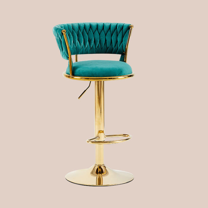 Tabouret de bar contemporain nordique rond en velours et fer, pivotant, réglable en hauteur, sans dossier ni accoudoirs, pour salle à manger et cuisine 
