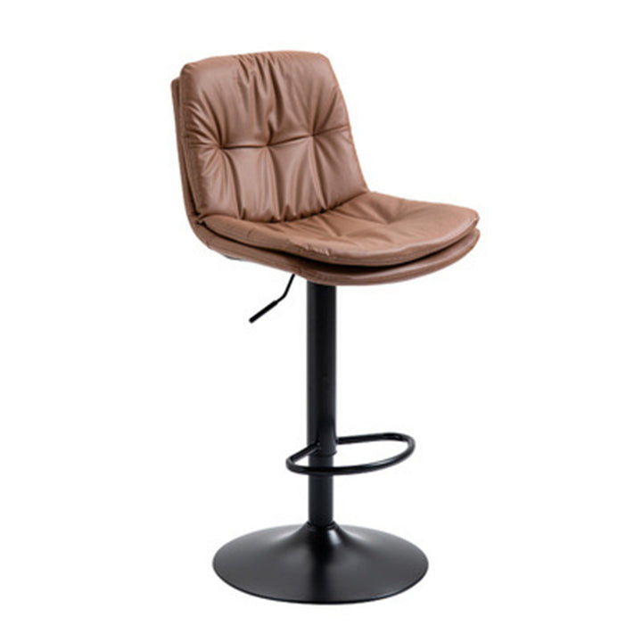 Moderner minimalistischer quadratischer rechteckiger Barhocker aus Kunstleder mit Massivholz und Sperrholz, drehbar, höhenverstellbar, Rückenlehne, ohne Armlehnen für Esszimmer &amp; Küche 